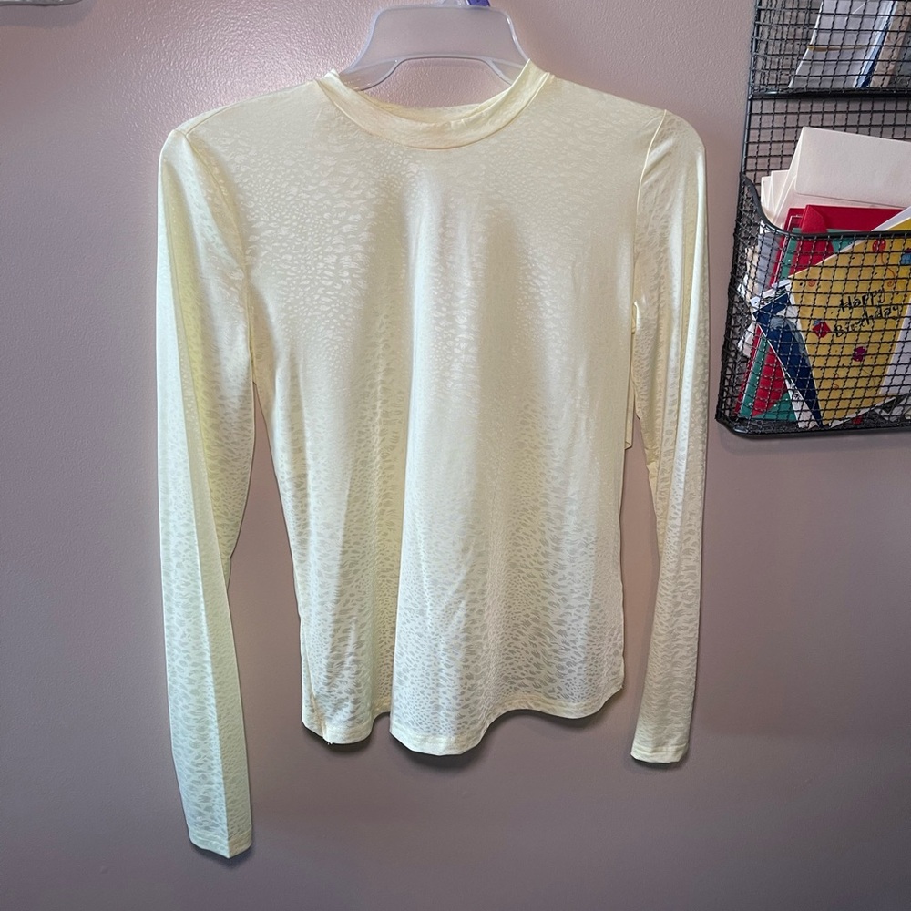SHEIN Pale Yellow Long Sleeve Crewneck Top